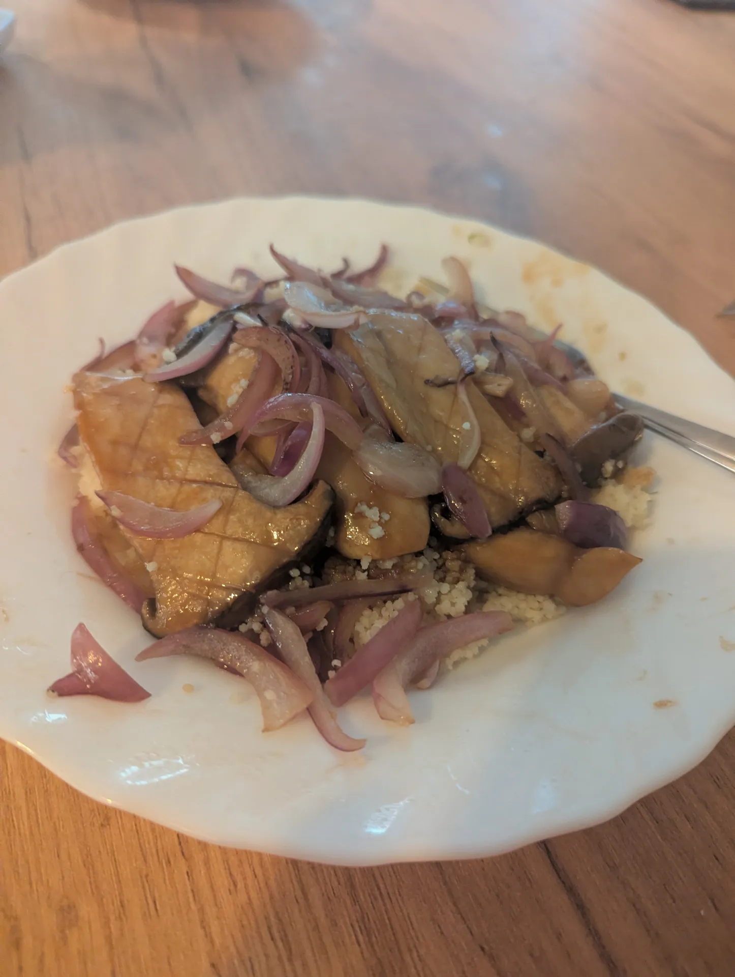 Asiatische Kräuterseitlinge mit Limetten-Couscous