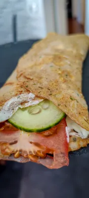 Magere Kräutertopfen Dinkel Crepes