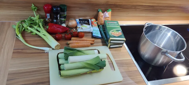 Arbeitsschritt 10: Rotlinsen Lauch Lasagne mit Ricottacreme