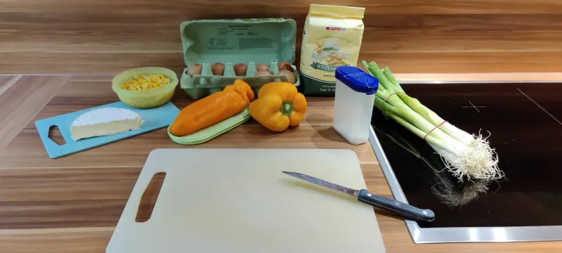Arbeitsschritt 1: Camembert-Gemüse-Crêpes