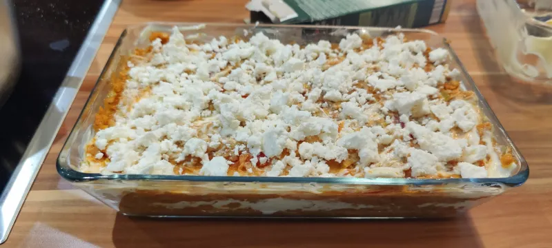 Arbeitsschritt 20: Rotlinsen Lauch Lasagne mit Ricottacreme