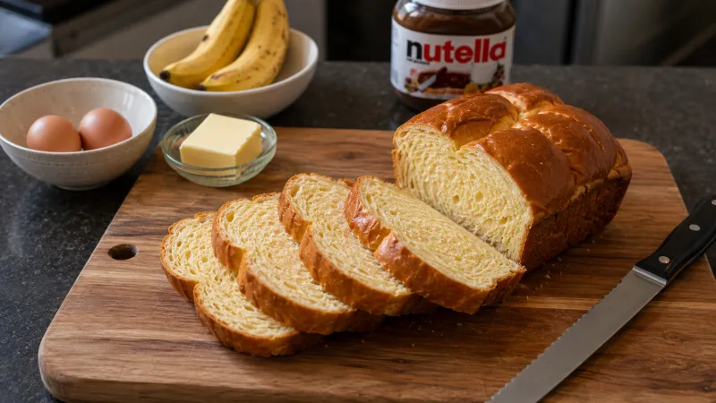 Arbeitsschritt 1: French Toast Brioche mit Nutella und Bananen