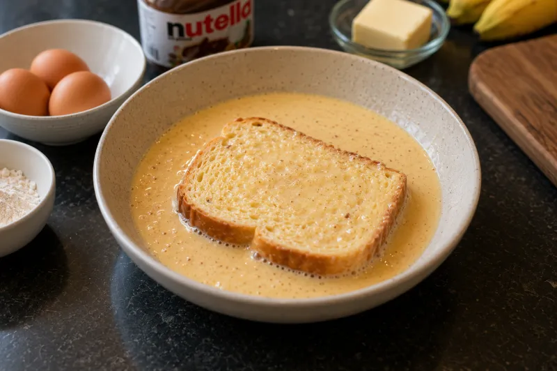 Arbeitsschritt 2: French Toast Brioche mit Nutella und Bananen