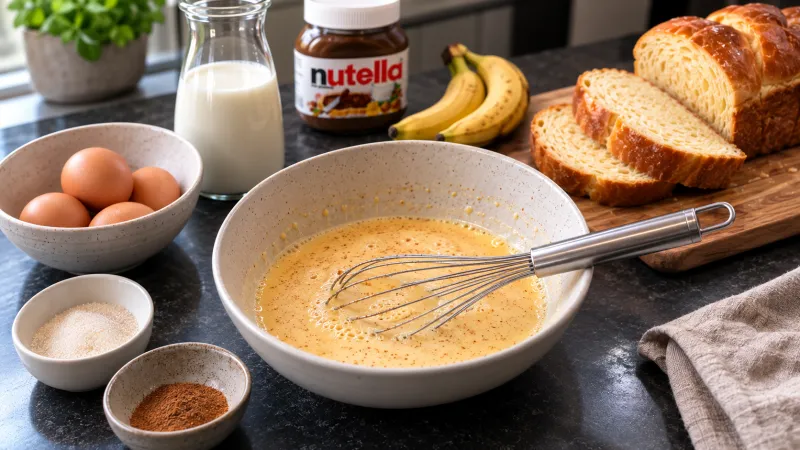 Arbeitsschritt 3: French Toast Brioche mit Nutella und Bananen