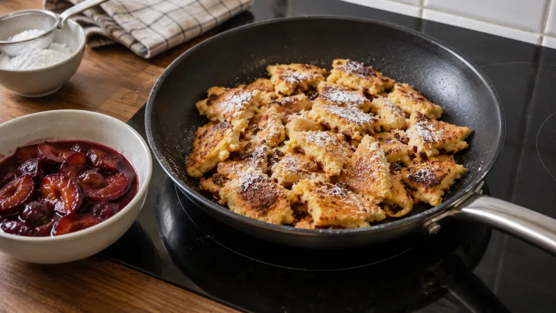 Arbeitsschritt 6: Kaiserschmarren mit Zwetschgenröster