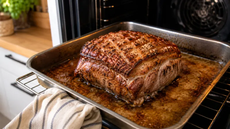 Arbeitsschritt 5: Schweinsbraten vom Schopf und Bauch mit Specksauerkraut
