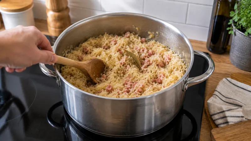 Arbeitsschritt 4: Schweinsbraten vom Schopf und Bauch mit Specksauerkraut