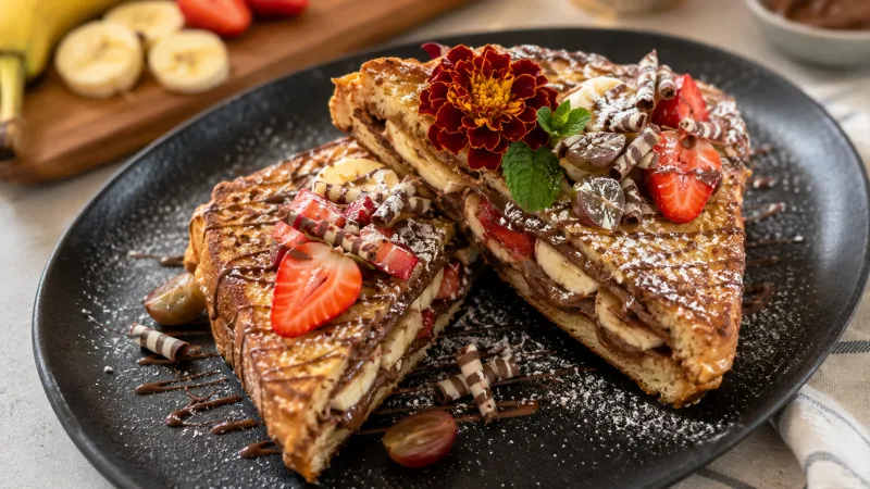 Arbeitsschritt 5: French Toast Brioche mit Nutella und Bananen