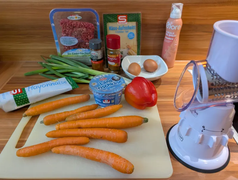 Arbeitsschritt 1: Low Carb High Protein Karottenwrap mit Faschiertem