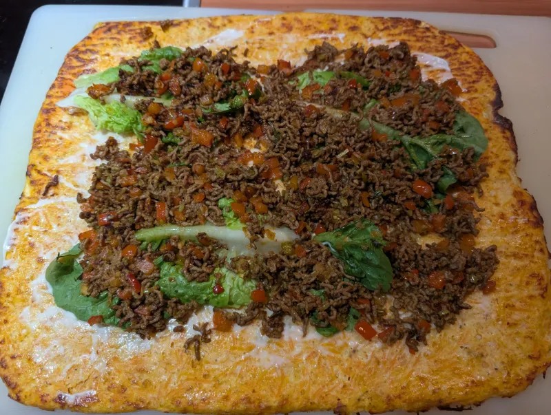 Arbeitsschritt 18: Low Carb High Protein Karottenwrap mit Faschiertem