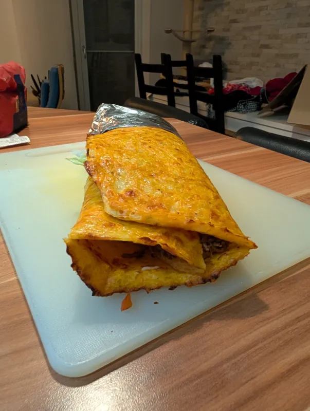 Arbeitsschritt 19: Low Carb High Protein Karottenwrap mit Faschiertem