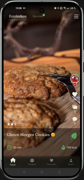 App-Ansicht: Rezepte entdecken