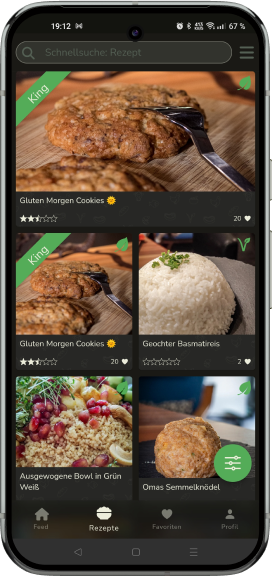 App-Ansicht: Rezepte swipen