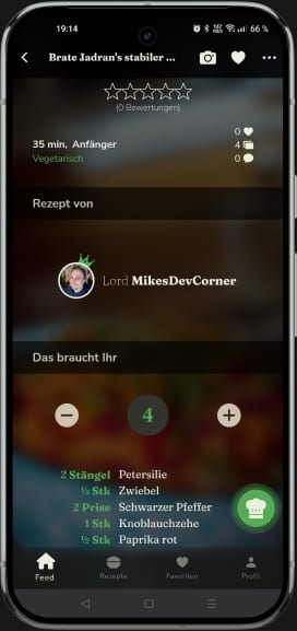 App-Ansicht: Zutatenliste