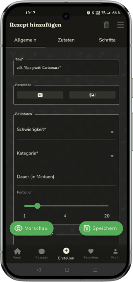 App-Ansicht: Rezept teilen