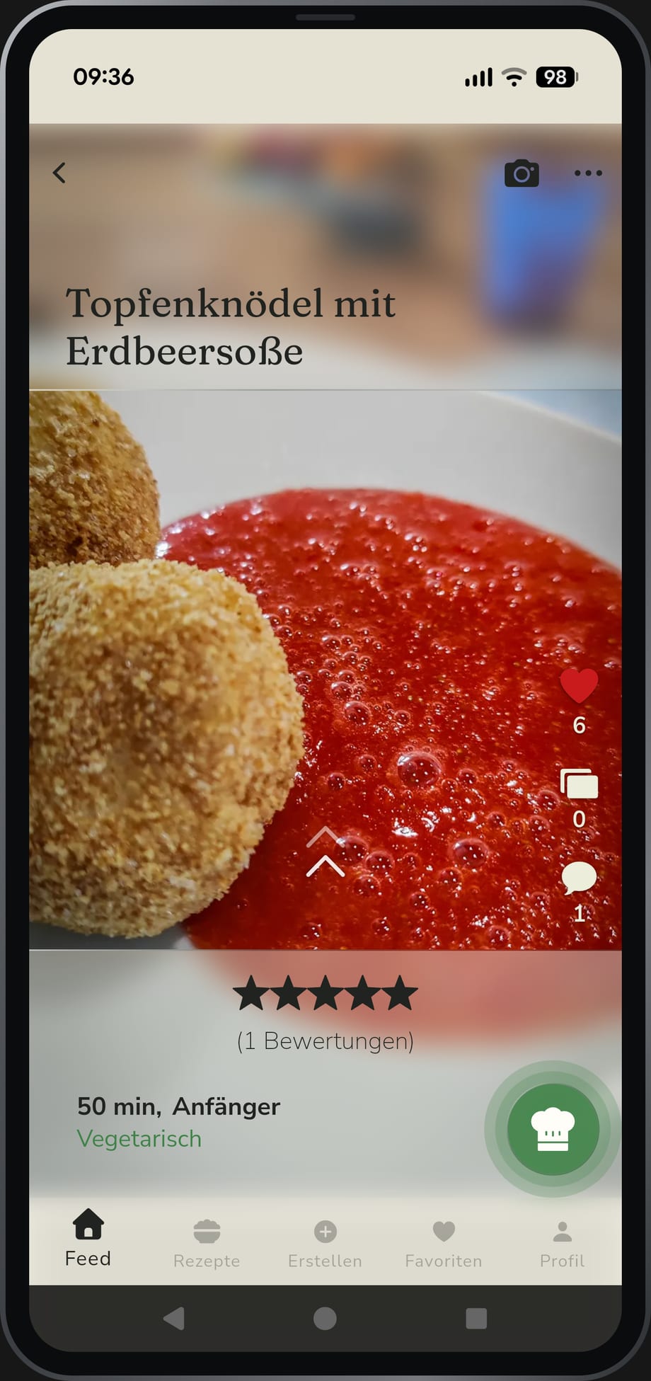 Die App im Hellmodus: die Detailseite eines Rezepts