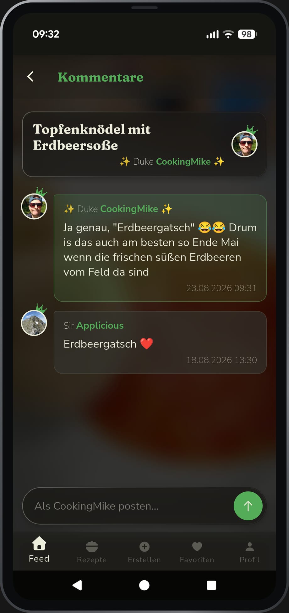 App-Ansicht: die Kommentare zu einem Rezept