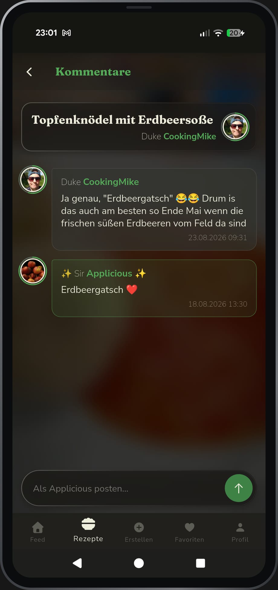 App-Ansicht: die Kommentare zu einem Rezept