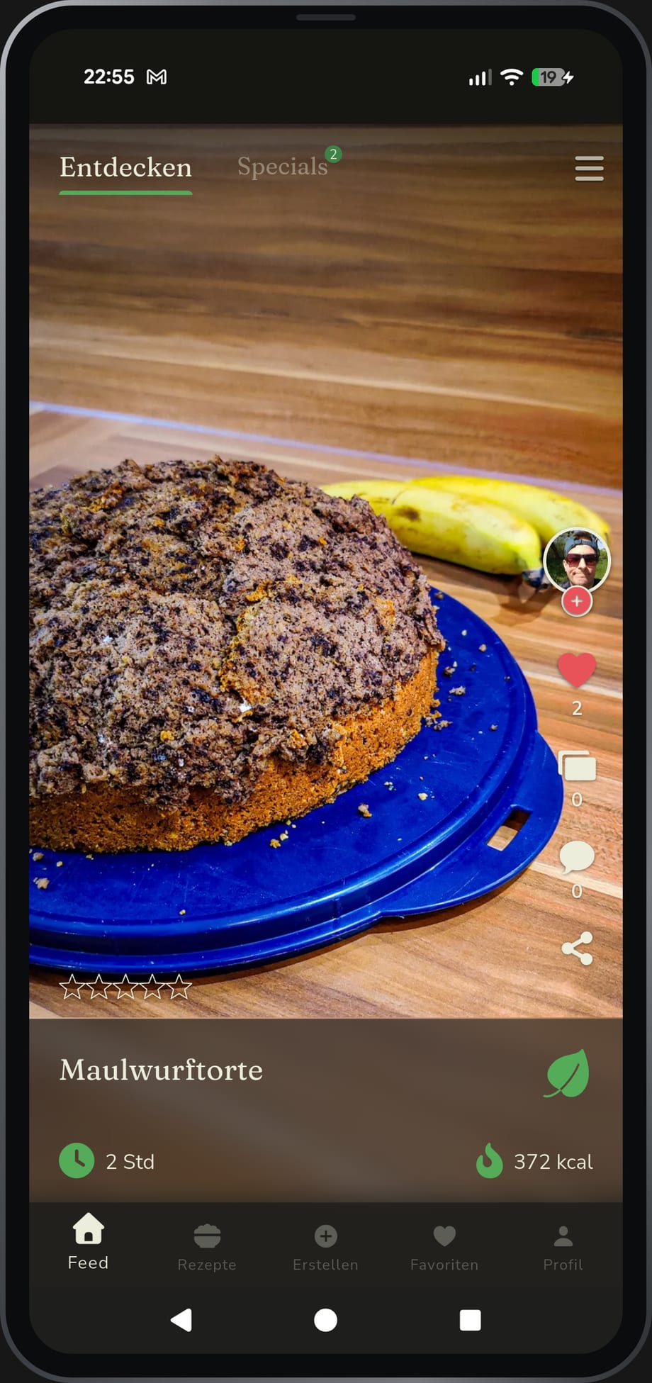 App-Ansicht: ein Rezept im Feed entdecken