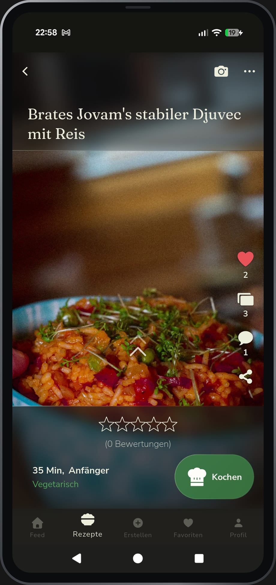 App-Ansicht: die Detailseite eines Rezepts